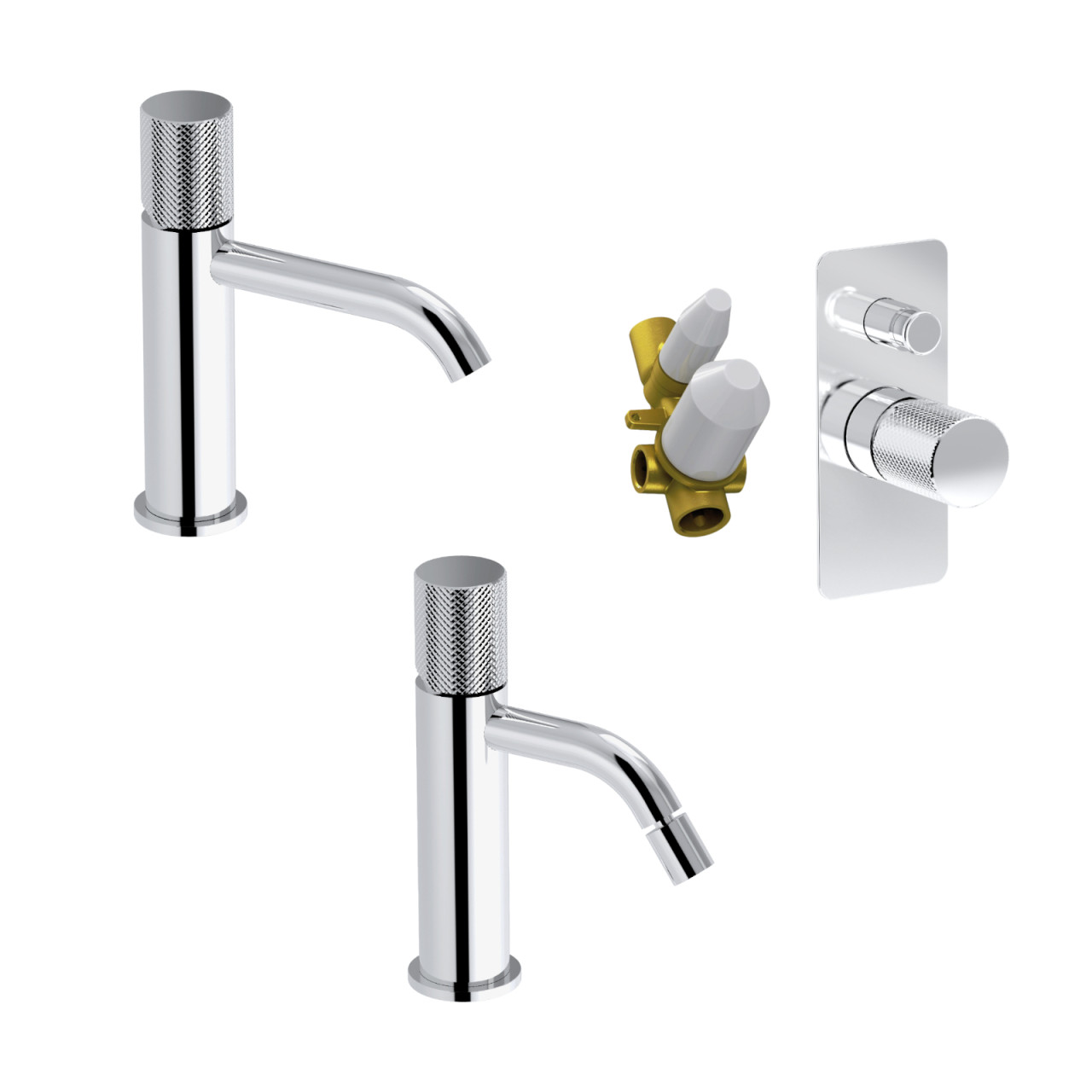 Eurorama - Eletta Tecno - Set Miscelatori Bagno Cromati con Deviatore