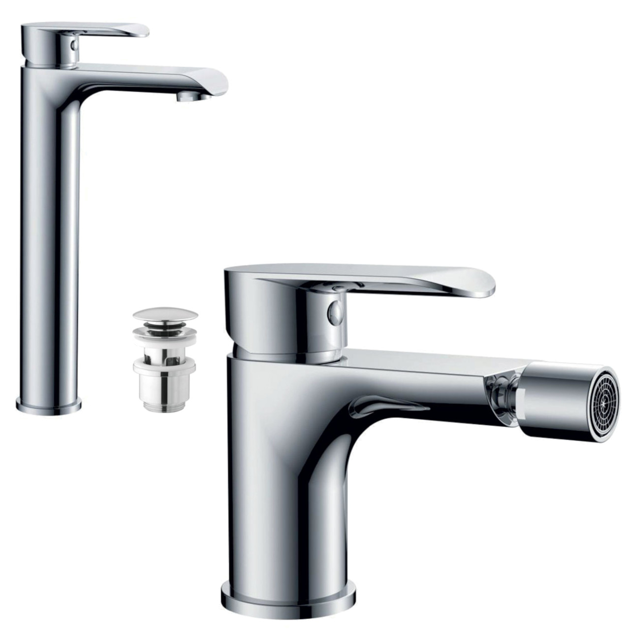 Set miscelatori bagno quaranta desert lavabo alto e bidet cromo