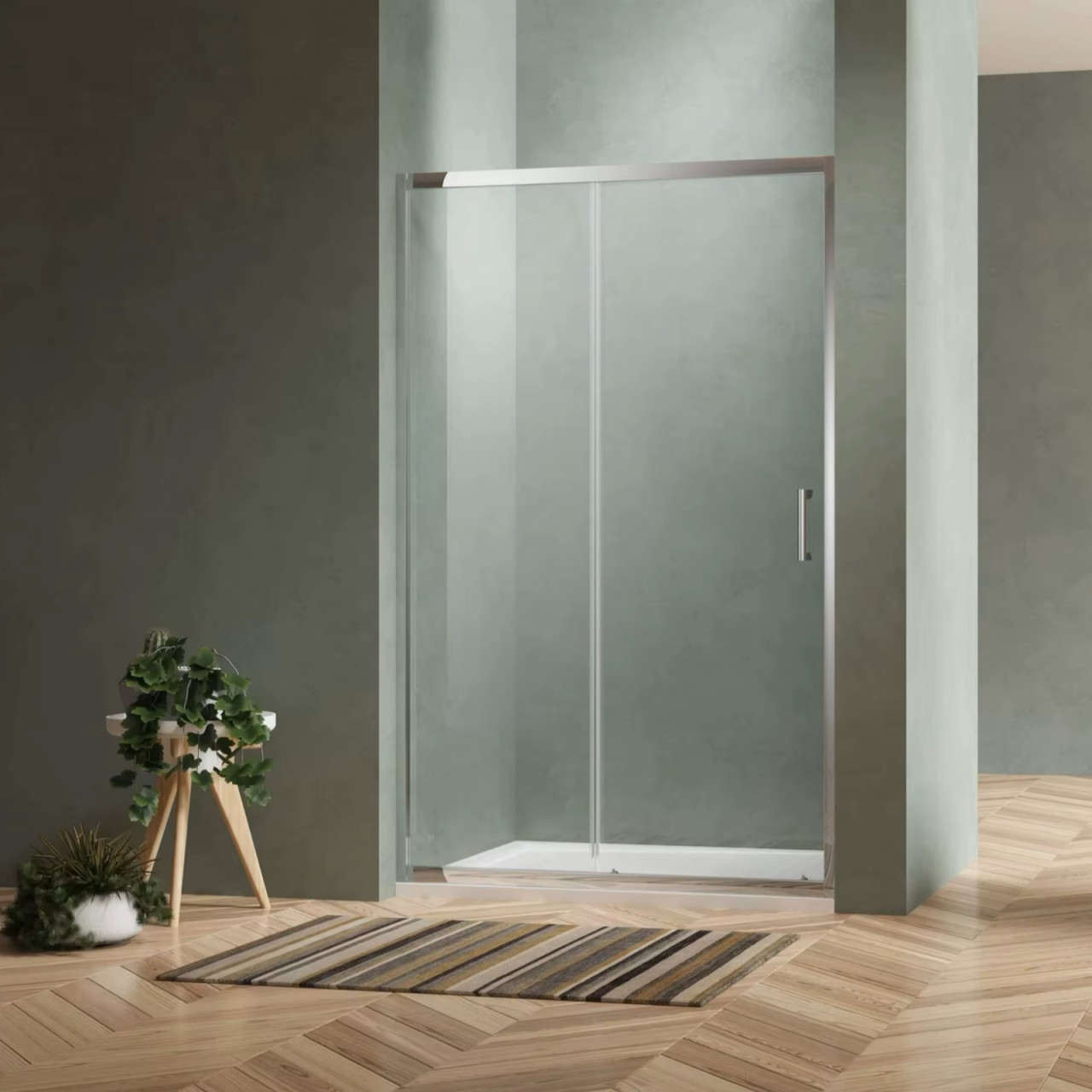 Nicchia doccia 140 cm scorrevole vetro 6 mm trasparente h 190 cm