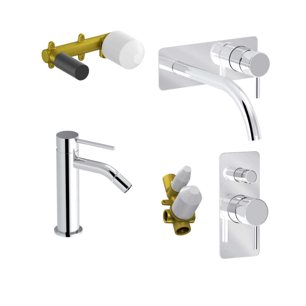 Eurorama - Tocco - Set miscelatori bagno cromo ottone elegante