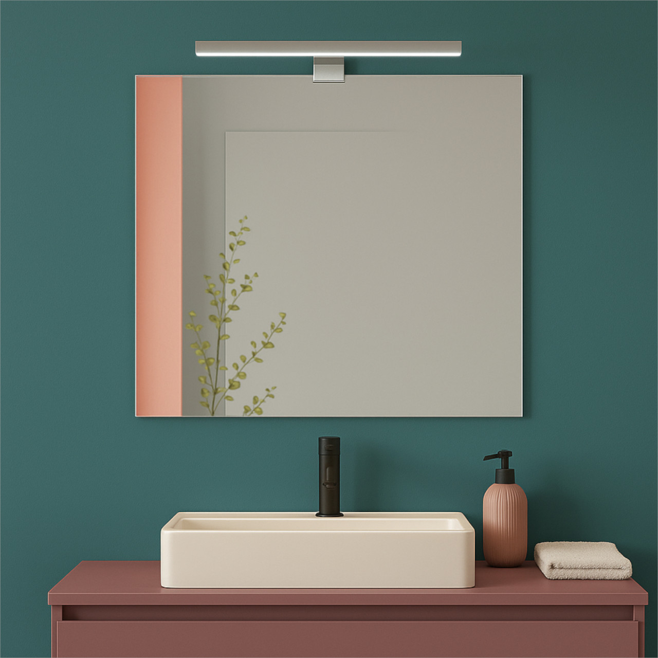 Specchio bagno filolucido 60x80 cm reversibile con lampada led 30 cm cromata