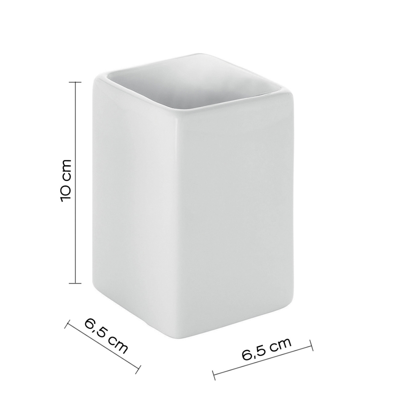 Set 2 Portaspazzolino In Ceramica Bianca – Bicchieri Bagno Opachi Multiuso – Per Spazzolino, Dentifricio, Pettine - 2