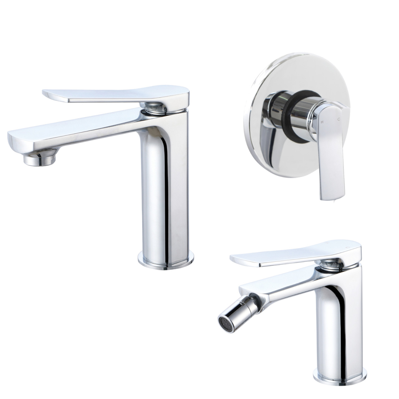 Miscelatore lavabo bidet e incasso doccia cromo scarico click clack