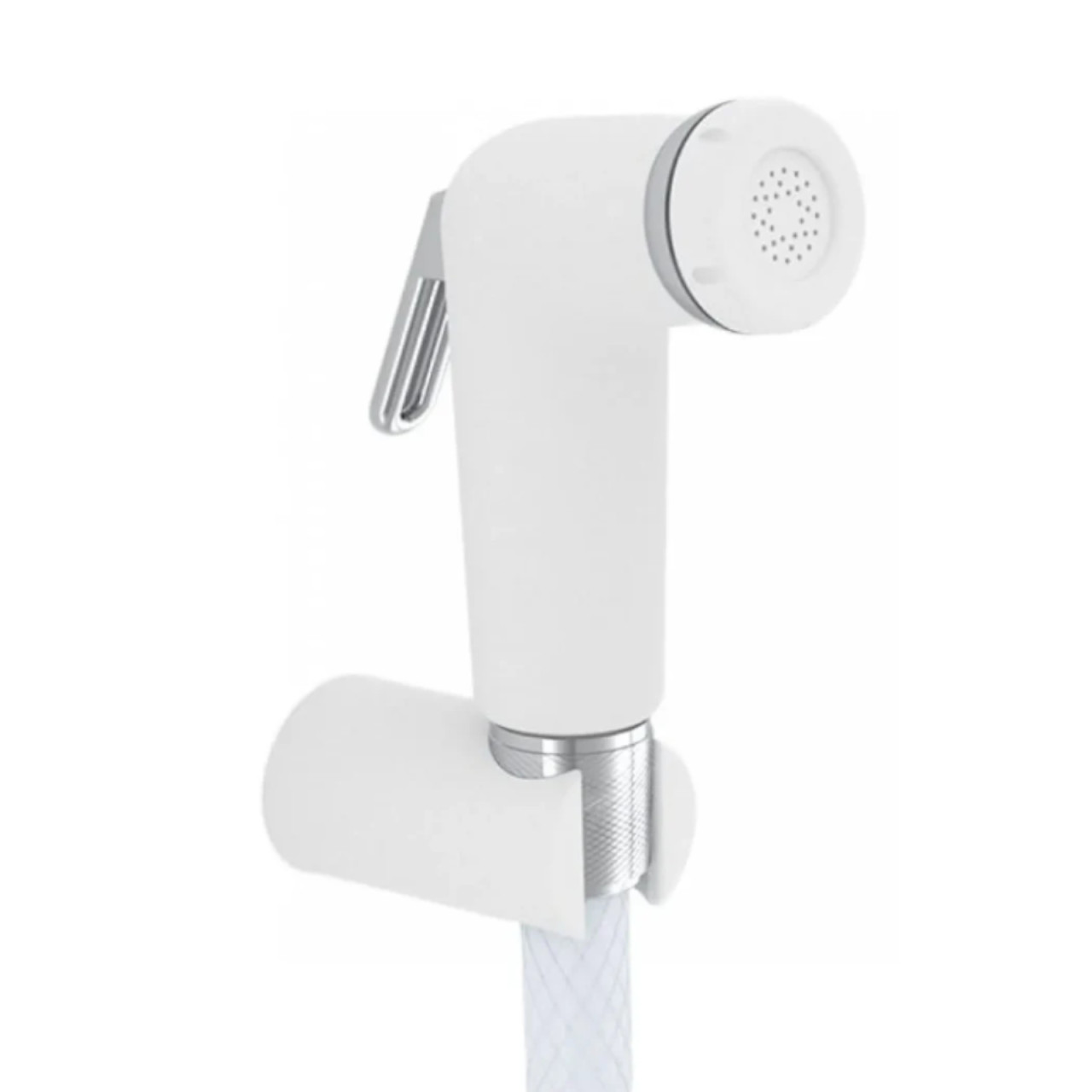 Set idroscopino in ABS bianco con flessibile da 120 cm e supporto