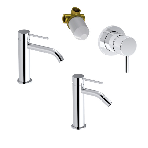 Eurorama - Tocco - Set Miscelatori Bagno Cromo Ottone Eurorama - Tocco - Set Miscelatori Bagno Cromo Ottone