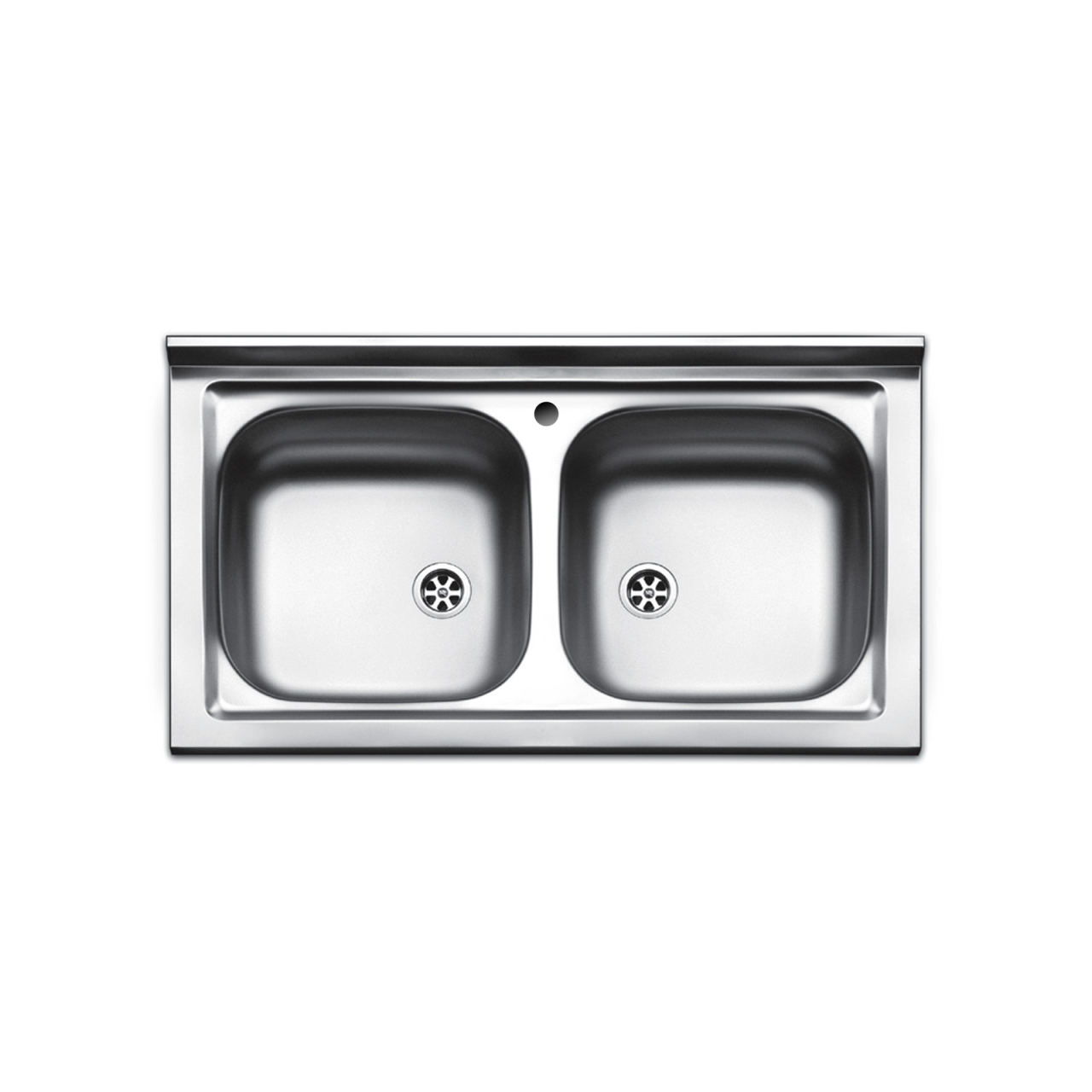 Lavello da appoggio 90x50 cm in acciaio con doppia vasca