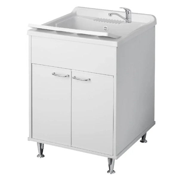 Mobile lavatoio Rugiada 60x50 cm in resina bianca per esterno Mobile lavatoio Rugiada 60x50 cm in resina bianca per esterno