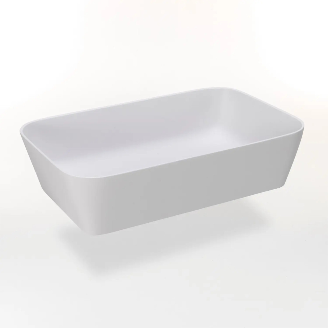 Lavabo da appoggio 56x36 cm bianco opaco in mineral marmo con bordi sottili