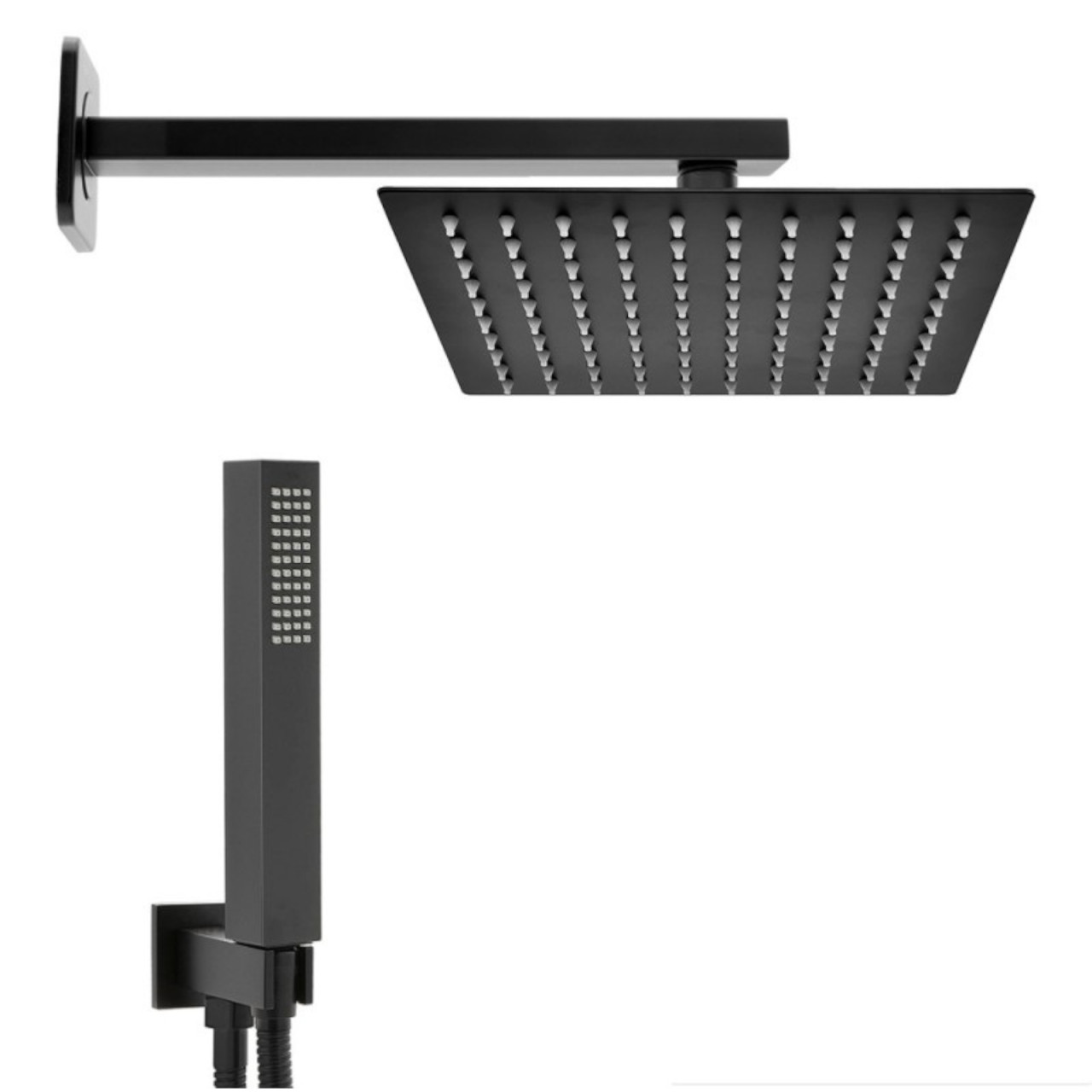 Euroceramica - Kit doccia quadro nero opaco soffione 25x25 cm PVC