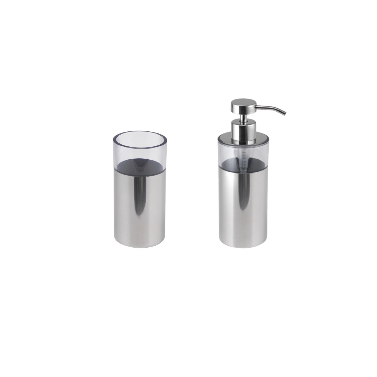 Set 2 pezzi accessori bagno betty in acciaio inox e resina