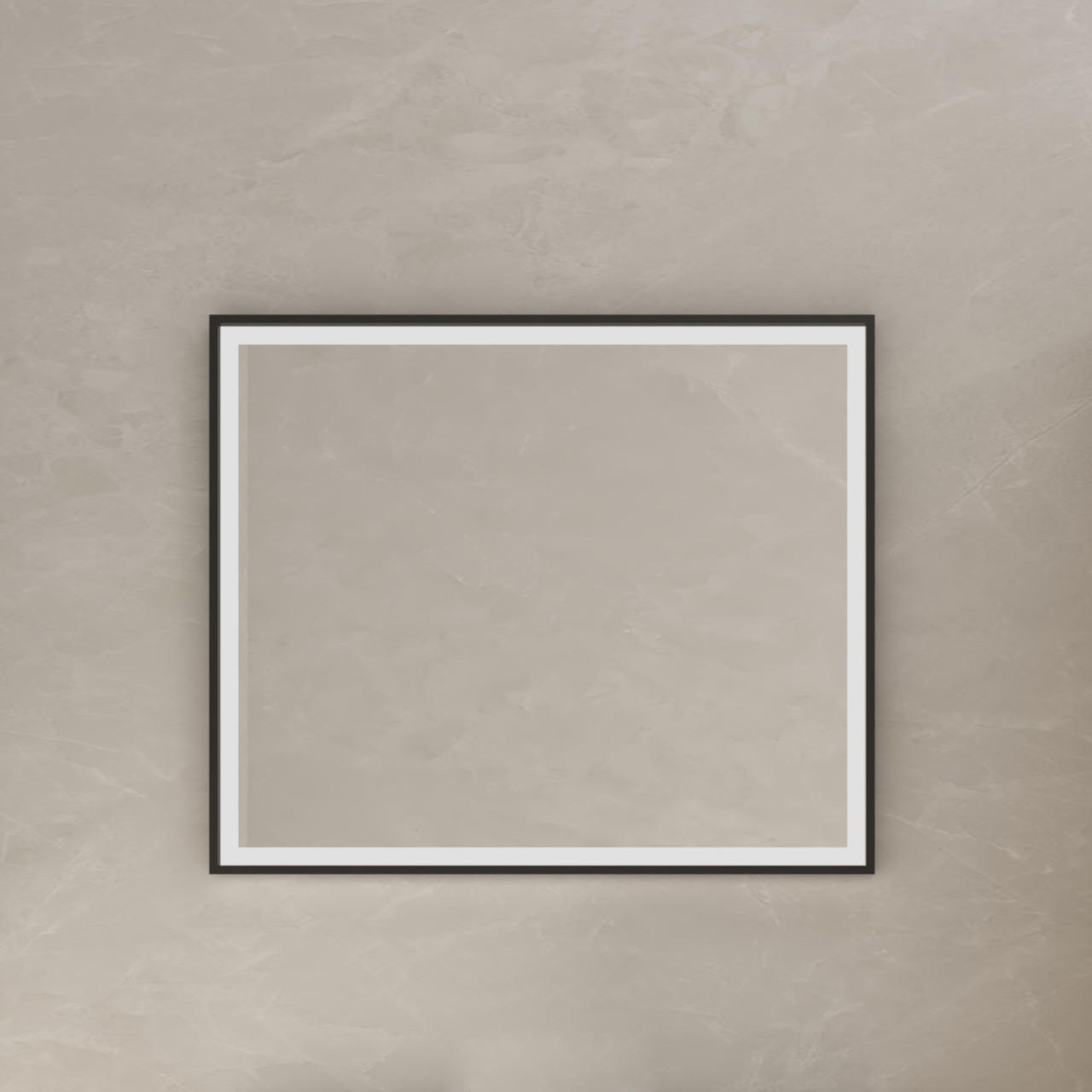 Specchio led rettangolare 70x80 cm con cornice nero opaco e accensione touch