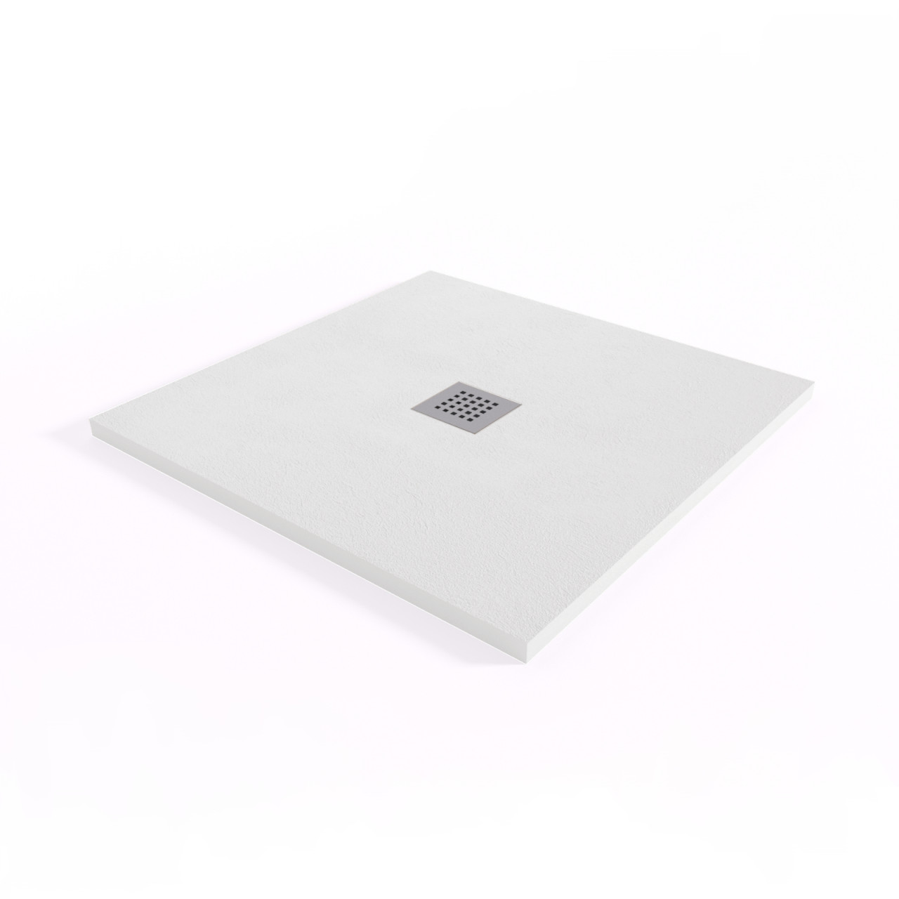 Euroceramica - Piatto doccia 80x80 cm bianco in marmo minerale con griglia