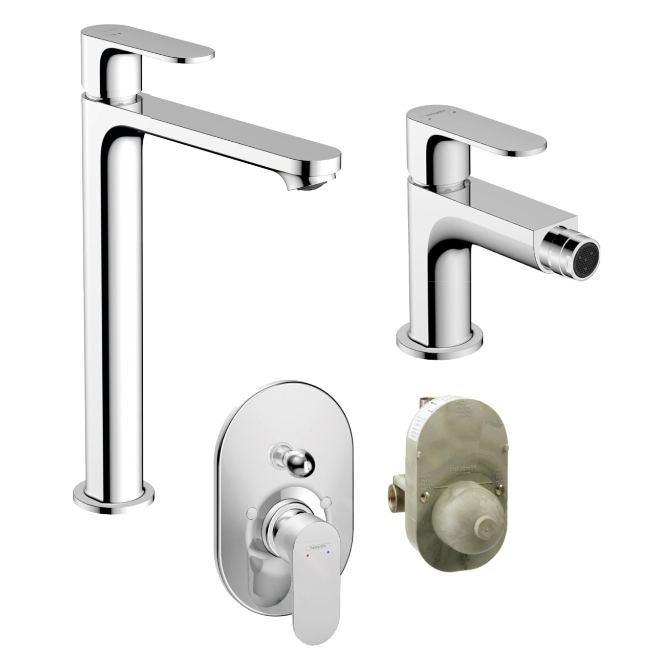 Set miscelatori Hansgrohe Rebris S lavabo alto bidet doccia deviatore