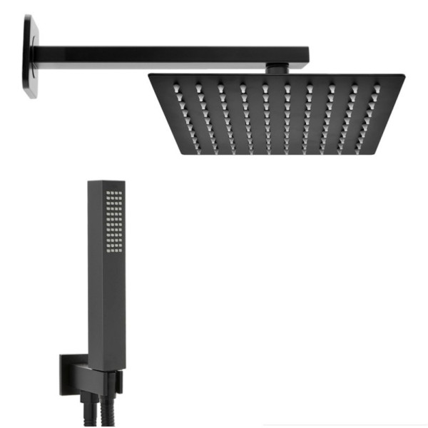 Euroceramica - Kit doccia quadro nero opaco soffione 25x25 cm PVC Euroceramica - Kit doccia quadro nero opaco soffione 25x25 cm PVC