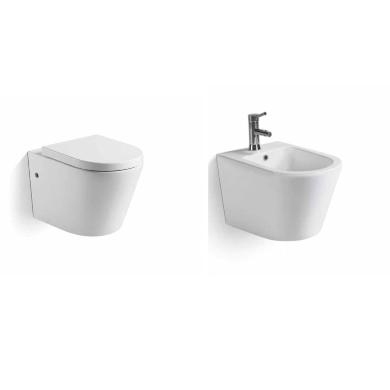 Sanitari sospesi rimless vaso bidet soft close ceramica bianca