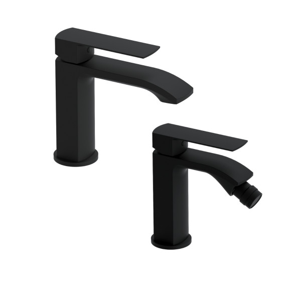 Miscelatore lavabo e bidet nero opaco son scarico click clack Miscelatore lavabo e bidet nero opaco son scarico click clack