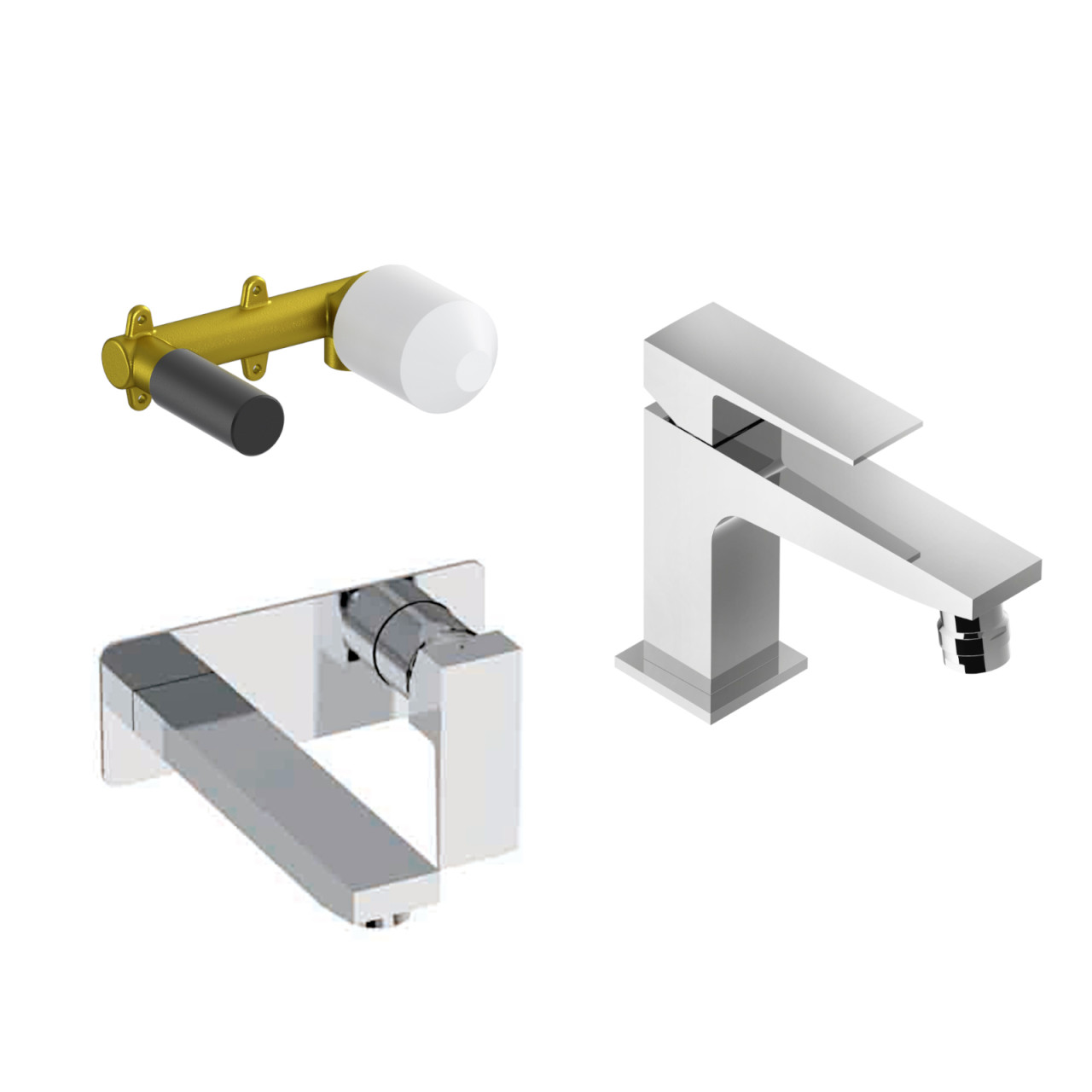 Eurorama - Tovo - Set miscelatori lavabo e bidet cromati in ottone