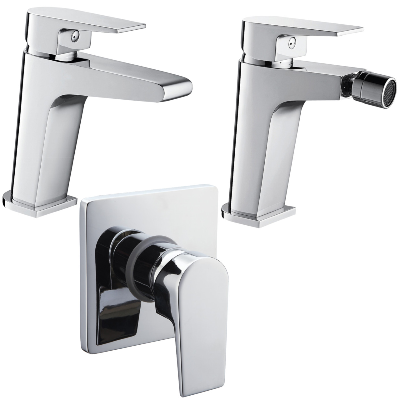 Quaranta - Aria - Set miscelatori bagno lavabo bidet doccia - Cromo - Ottone