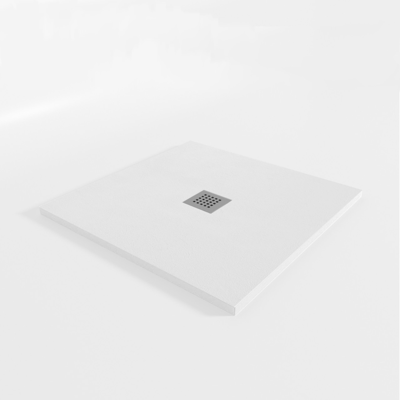 Piatto doccia bianco 100x160 cm in marmo minerale con griglia e piletta