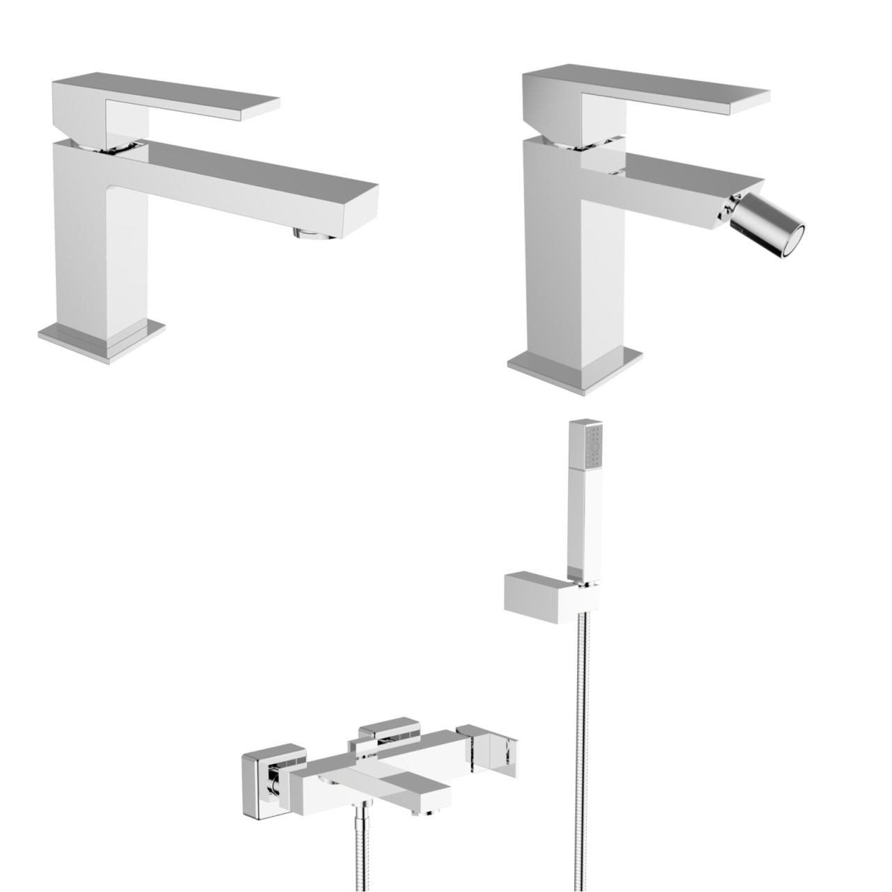 Bianchi - Metro - Set miscelatori lavabo bidet vasca - Cromo - Ottone