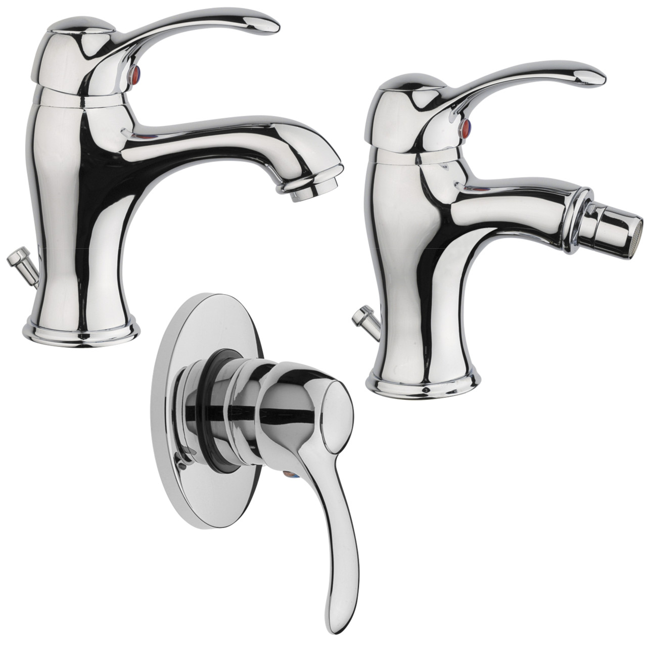 Rubinetteria Quaranta - Jolly - Set miscelatori bagno classico - Cromo - Ottone