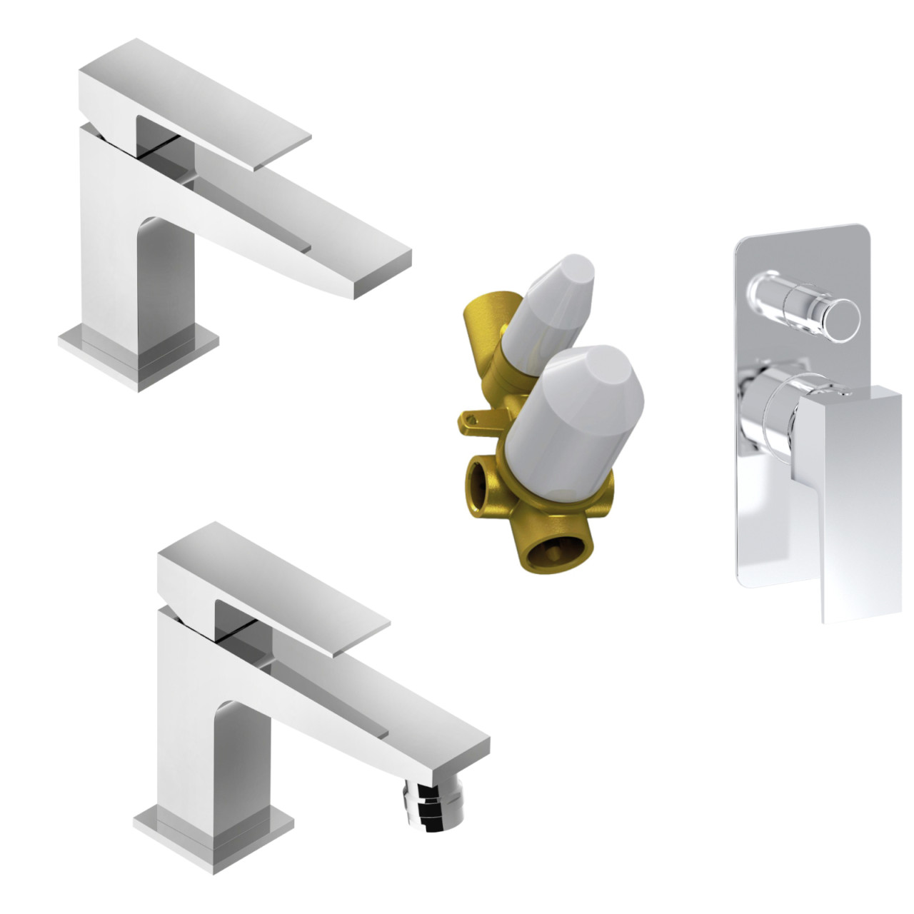 Eurorama - Tovo - Set Rubinetti Bagno Cromo con Deviatore e Corpo Incasso