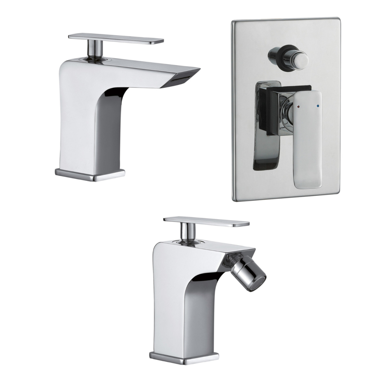 Quaranta - Toce - Set miscelatori bagno lavabo bidet doccia - Ottone cromo