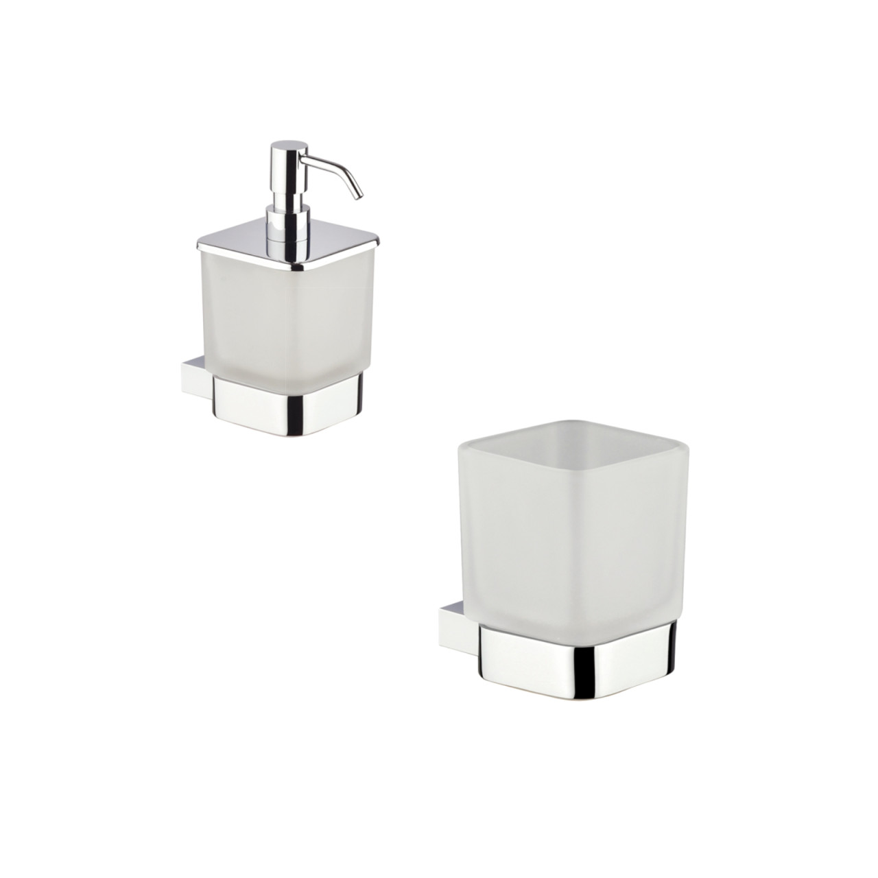 Set 2 accessori bagno a muro domino in vetro satinato