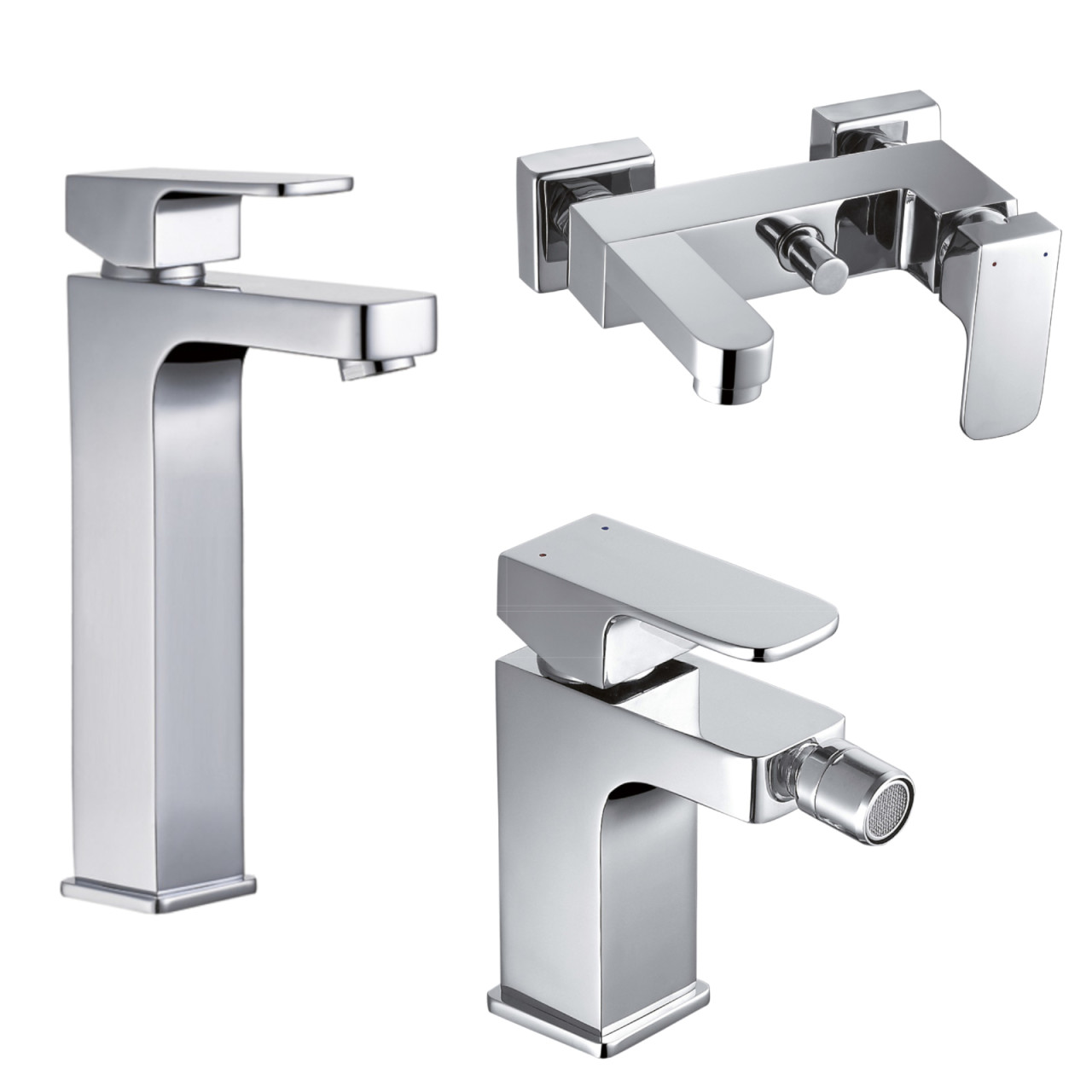 Quaranta - Maite - Set miscelatori bagno lavabo alto bidet vasca - Cromo - Ottone