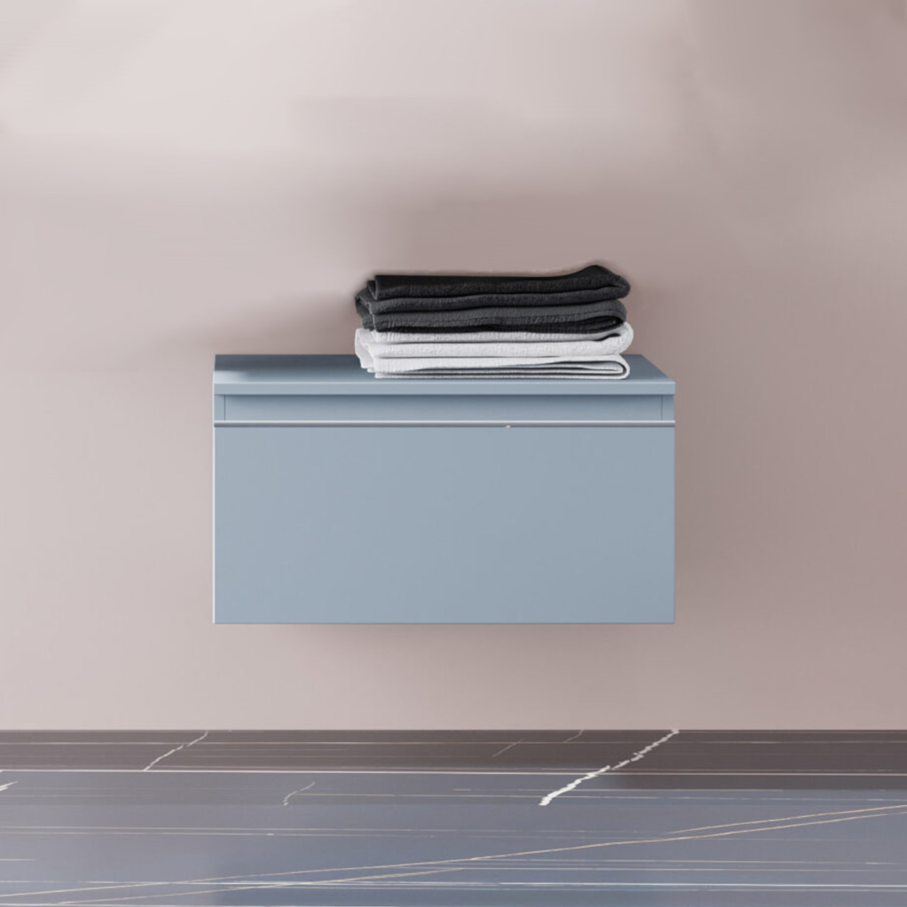 Cassettone bagno sospeso da 80 cm blu pastello