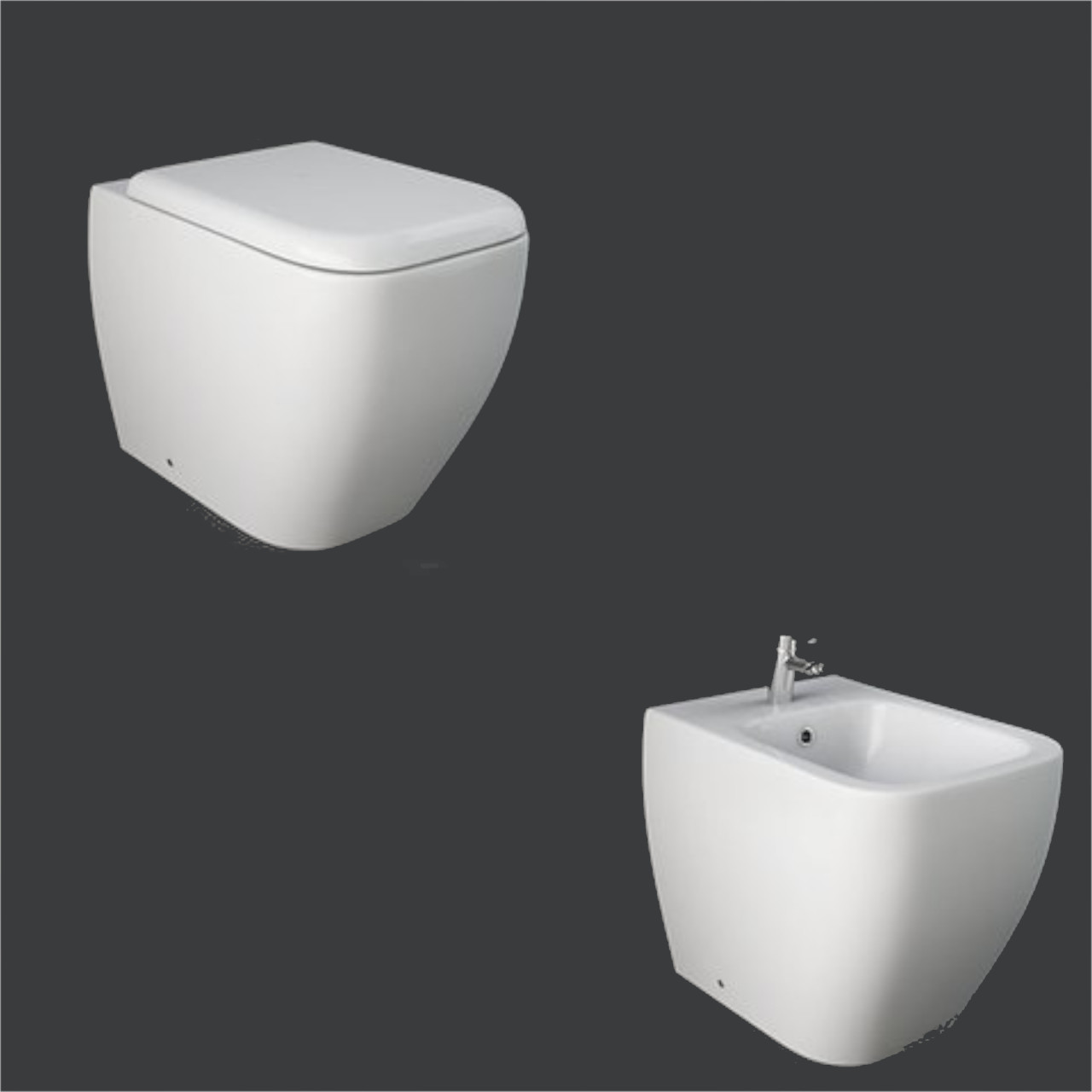 Sanitari filomuro rak metropolitan bianco con coprivaso chiusura rallentata