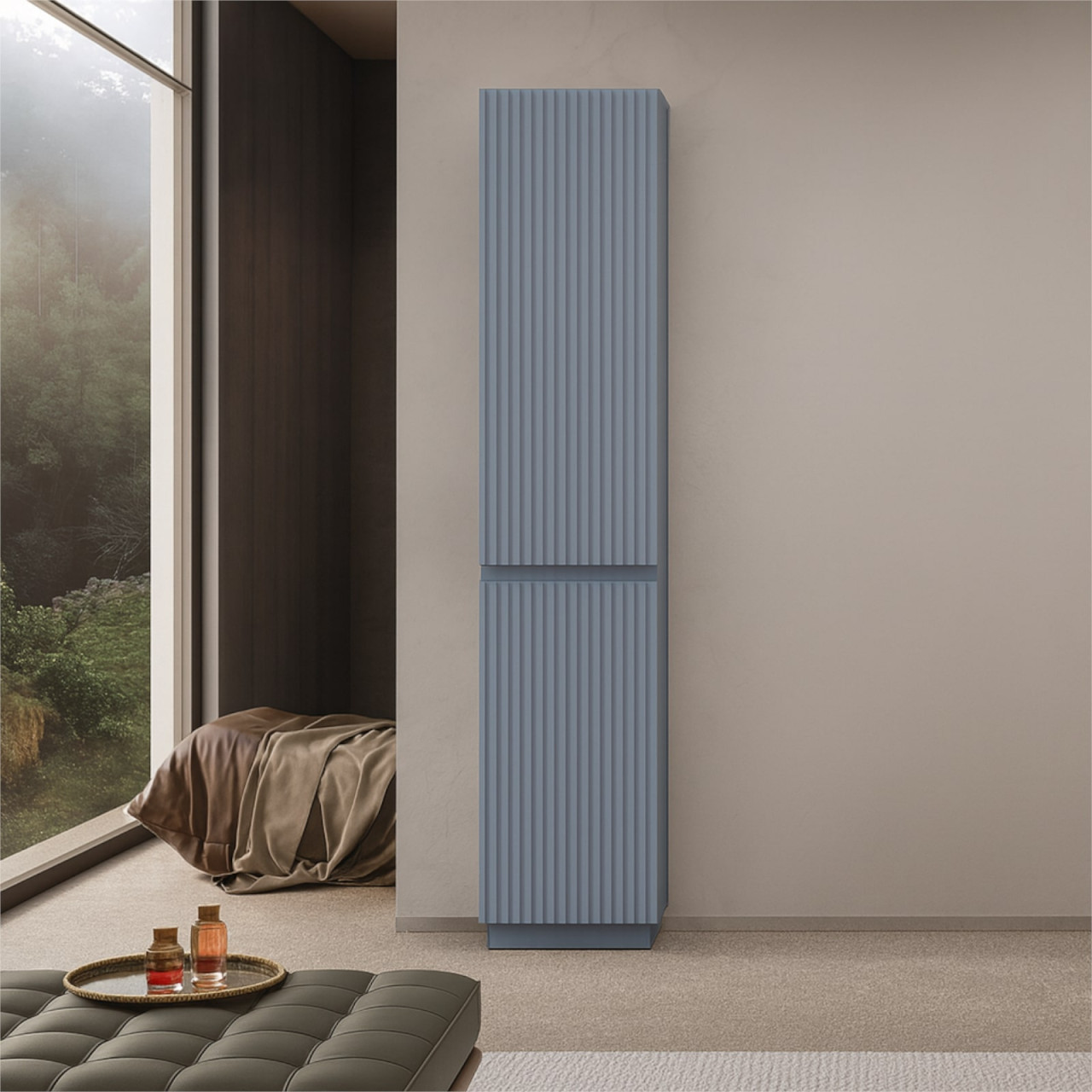 Colonna a terra cannettata h. 185 cm blu avio Baden Haus | Pura