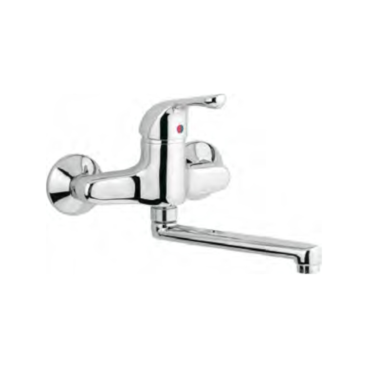 Miscelatore monocomando lavello a muro argo laos con canna orientabile in ottone cromo