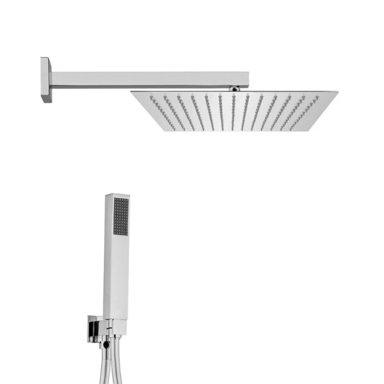 Kit doccia quadrato con soffione slim 30x30 cm in acciaio inox