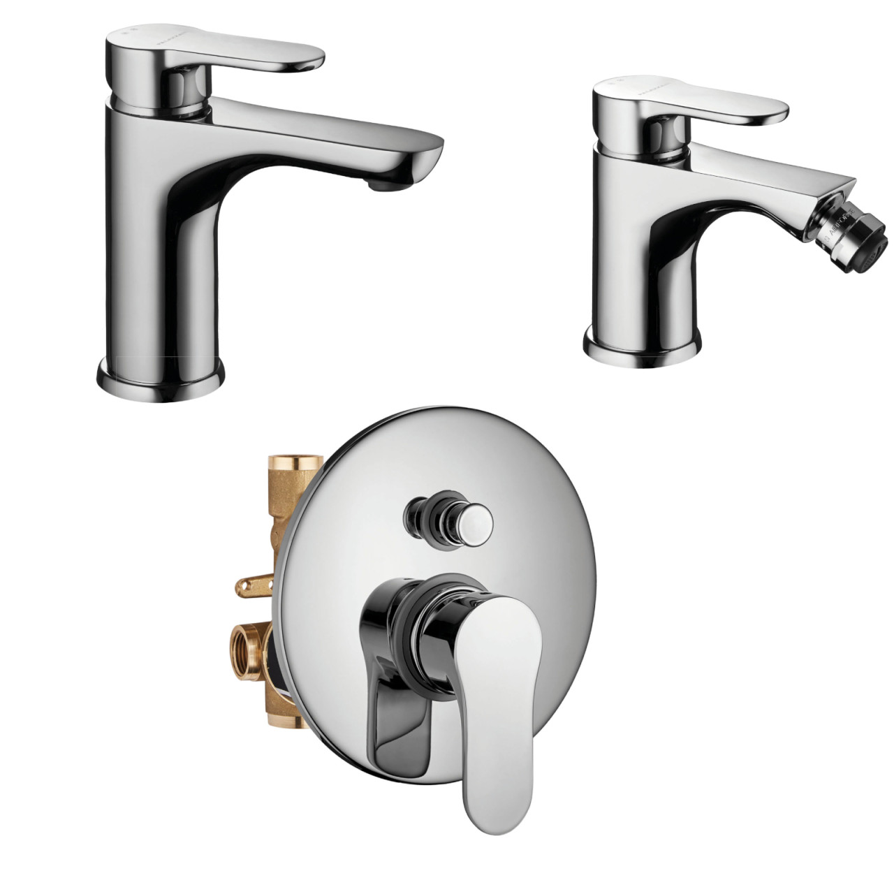 Set miscelatori palazzani italo lavabo bidet e incasso doccia con deviatore automatico