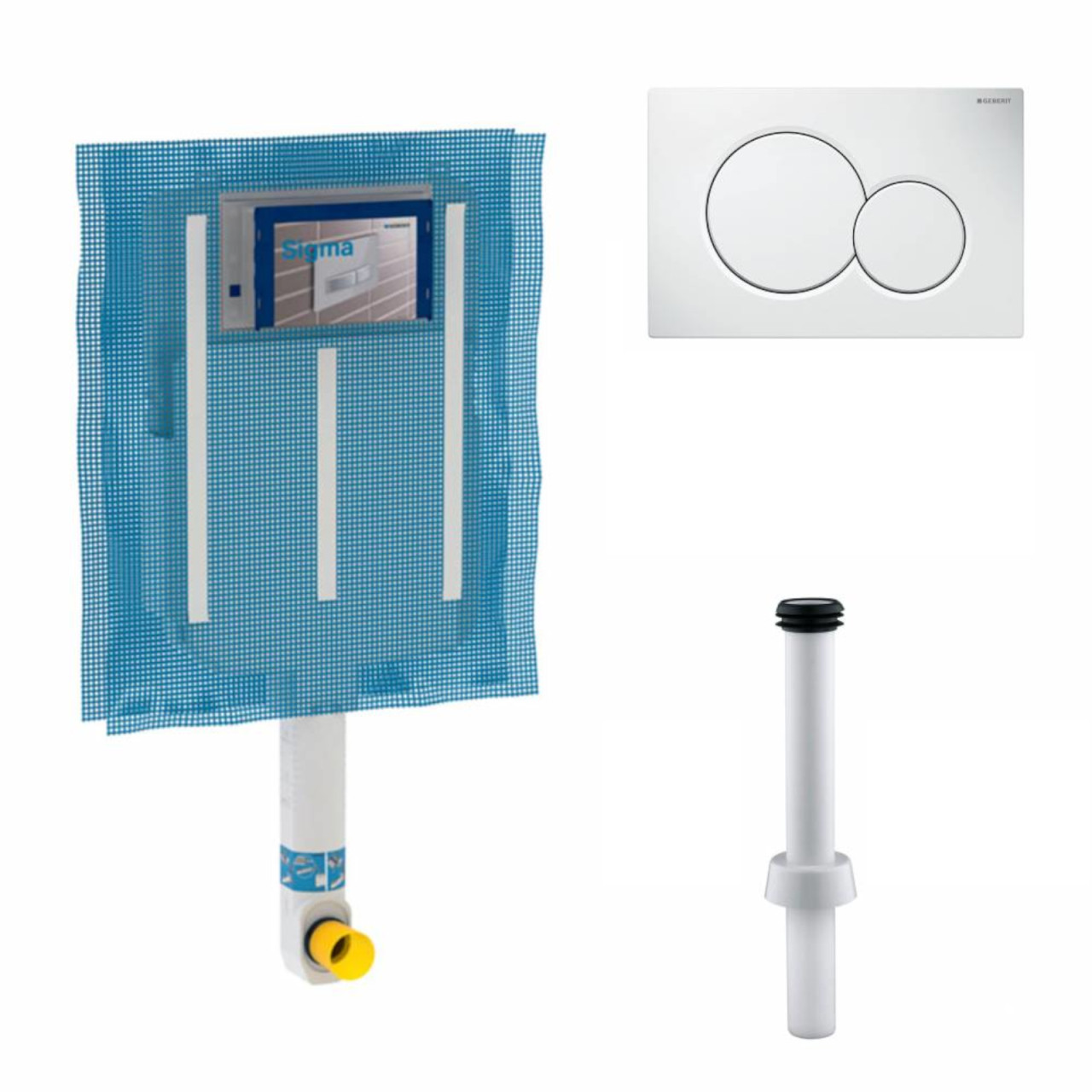 Cassetta di scarico incasso geberit sigma8 con placca bianca e canotto
