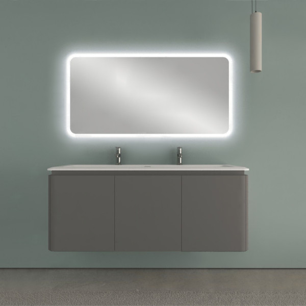 Mobile bagno sospeso cindy 140 cm grigio nuvola con quattro cassetti e specchio led Mobile bagno sospeso cindy 140 cm grigio nuvola con quattro cassetti e specchio led