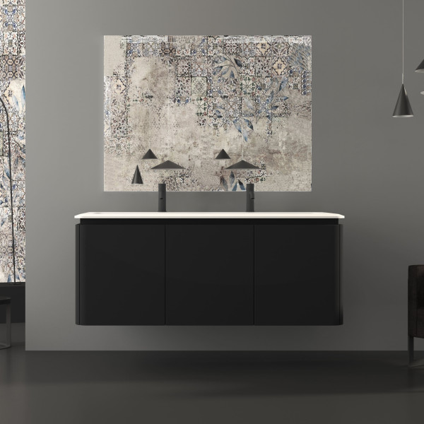 Anteprima: Mobile bagno sospeso cindy 140 cm nero grafite con quattro cassetti e specchio Anteprima: Mobile bagno sospeso cindy 140 cm nero grafite con quattro cassetti e specchio