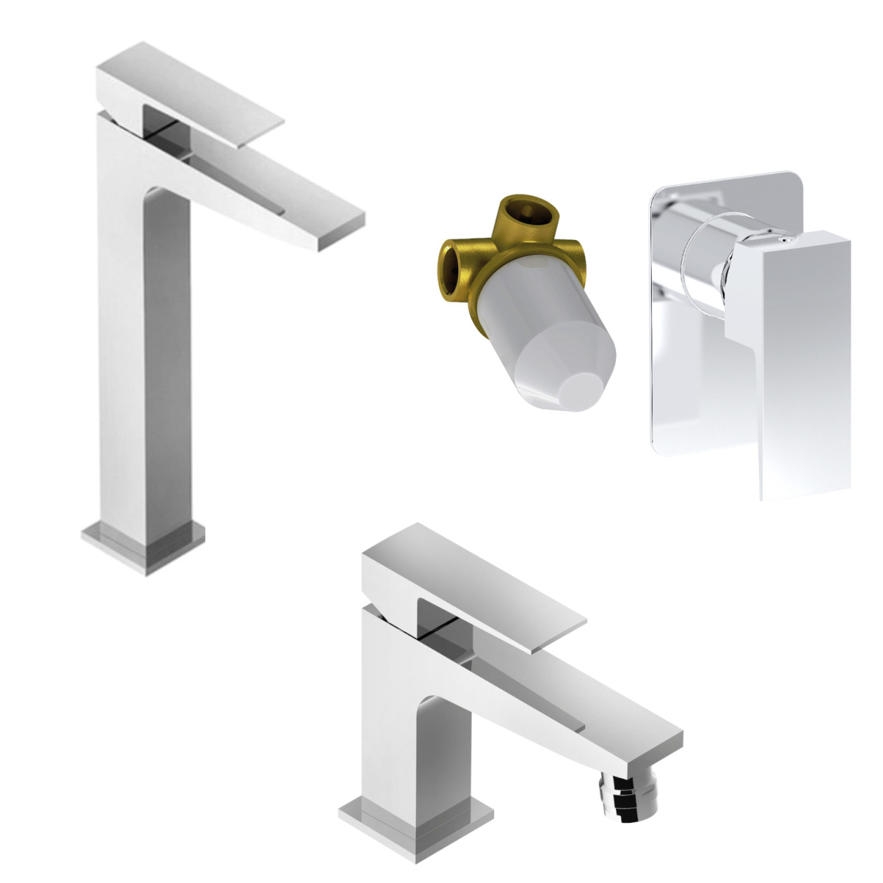 Eurorama - Tovo - Set Rubinetti Bagno Ottone Cromato con Corpo Incasso