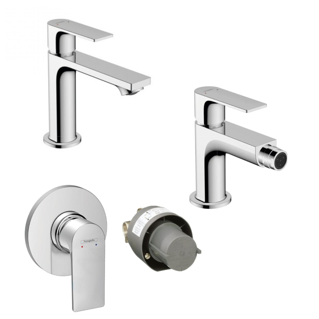 Set miscelatori Hansgrohe Rebris E lavabo bidet doccia incasso