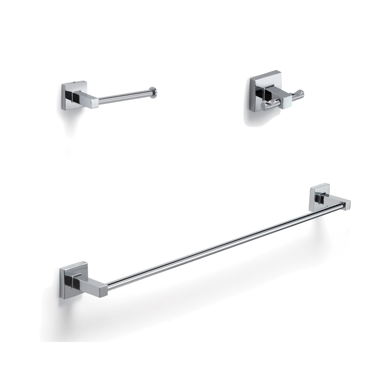 Set 3 pezzi accessori bagno a muro olimpo cromo in acciaio inox e cromall