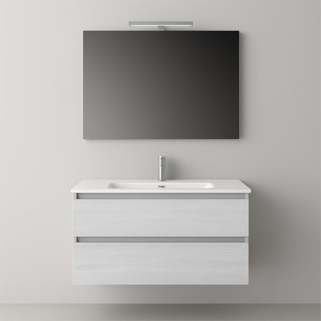 Mobile bagno sospeso 80 cm bianco venato effetto legno