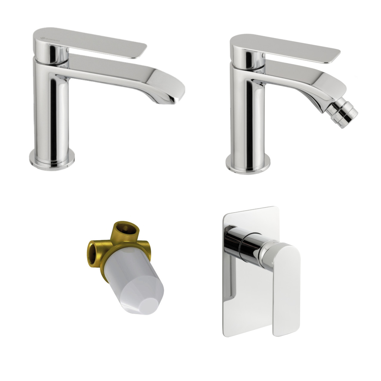 Eurorama - Mon - Set Miscelatori Bagno Cromo Ottone 5 Anni Garanzia