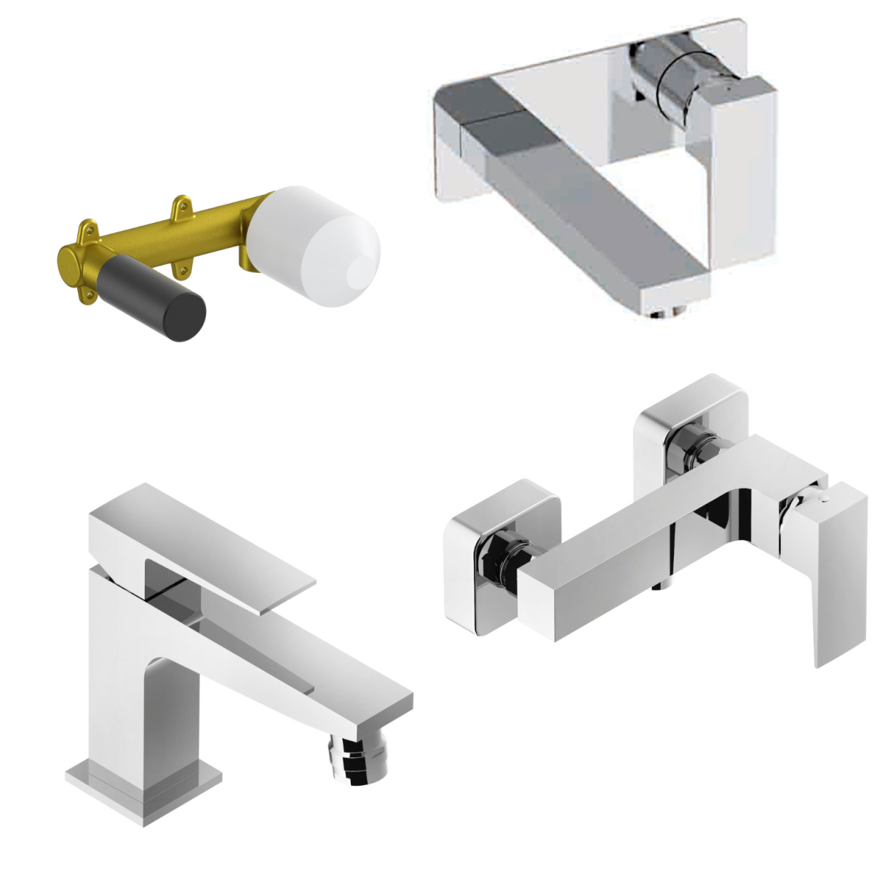 Eurorama - Tovo - Set Rubinetti Bagno - Cromo - Ottone