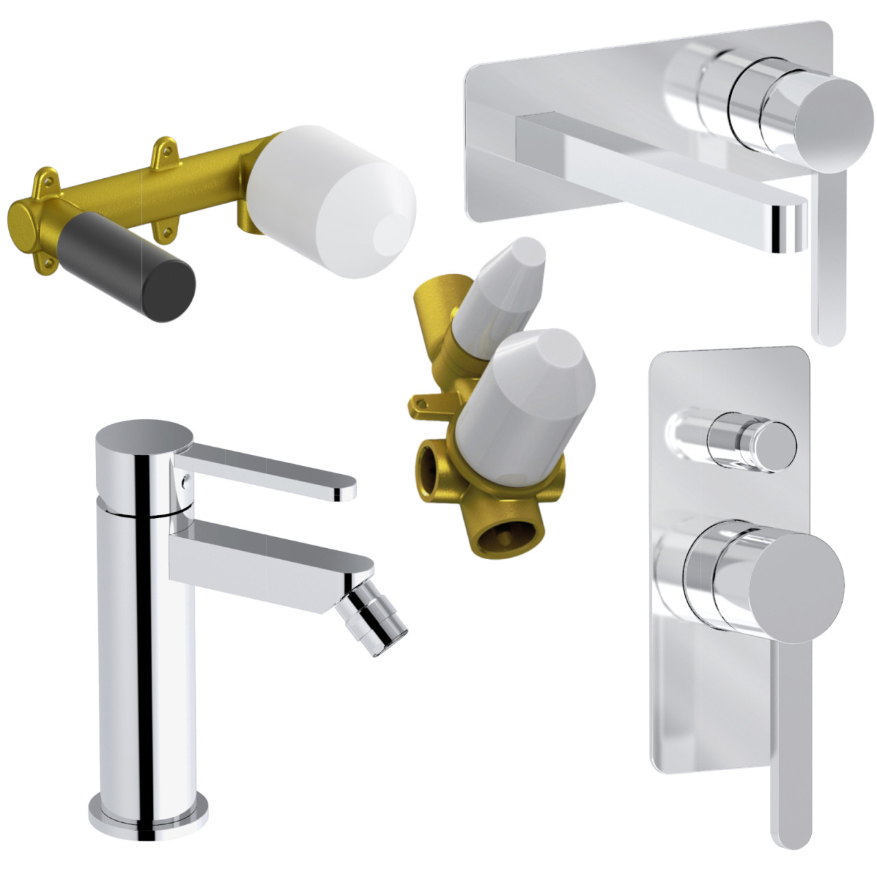 Eurorama - Irina - Set Miscelatori Bagno Cromo - Moderno e Minimalista