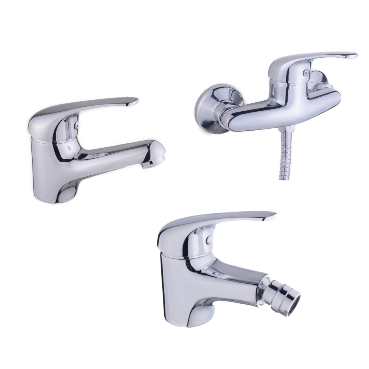 Miscelatore lavabo bidet e esterno doccia cromo scarico click clack