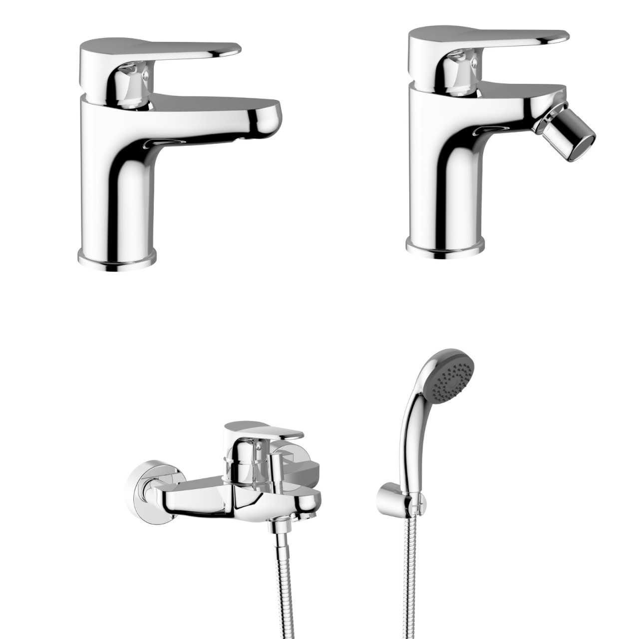 Bianchi - Target - Set miscelatori lavabo bidet vasca - Cromo - Ottone