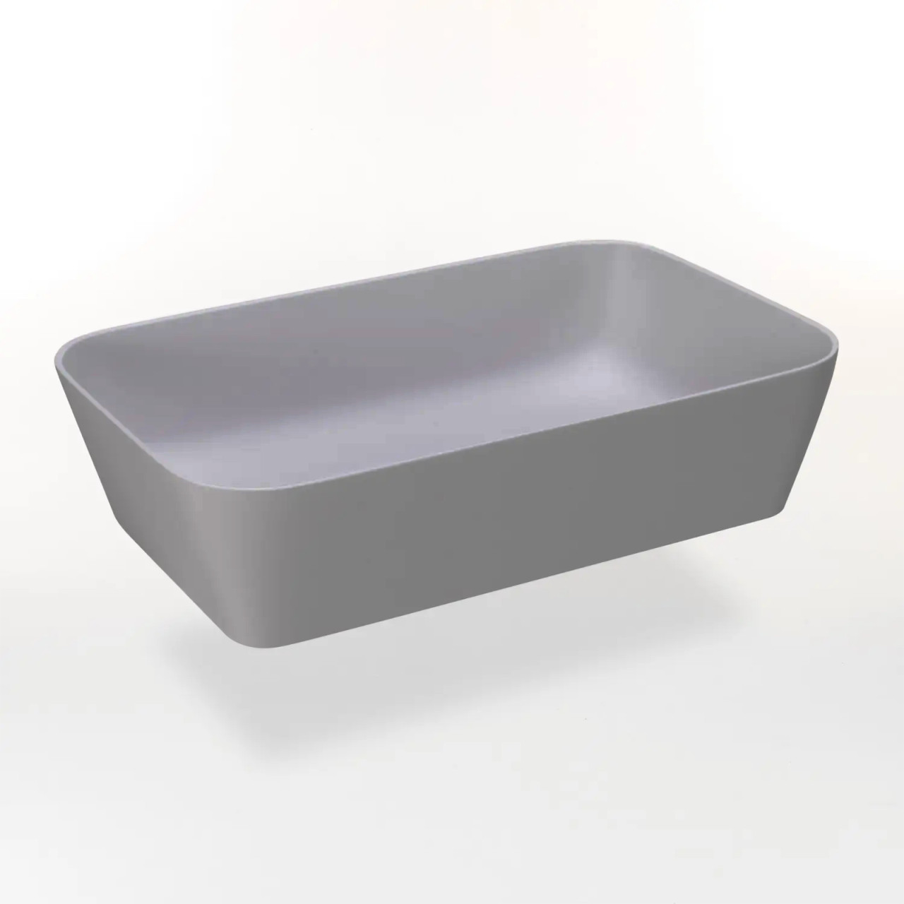 Lavabo da appoggio 56x36 cm grigio chiaro opaco in mineral marmo con bordi sottili