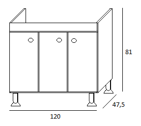 Mobile cucina sottolavello bianco frassinato 120x50 cm a 3 ante per lavelli  in acciaio inox - Vendita Online ItaliaBoxDoccia