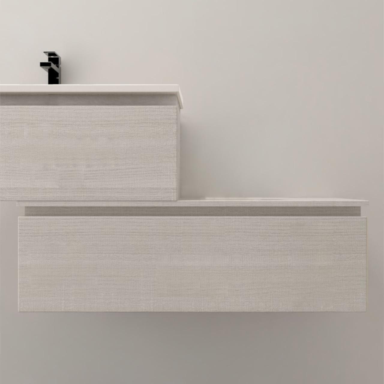 Cassettiera 100 cm rovere bianco con cassetto a chiusura ammortizzata